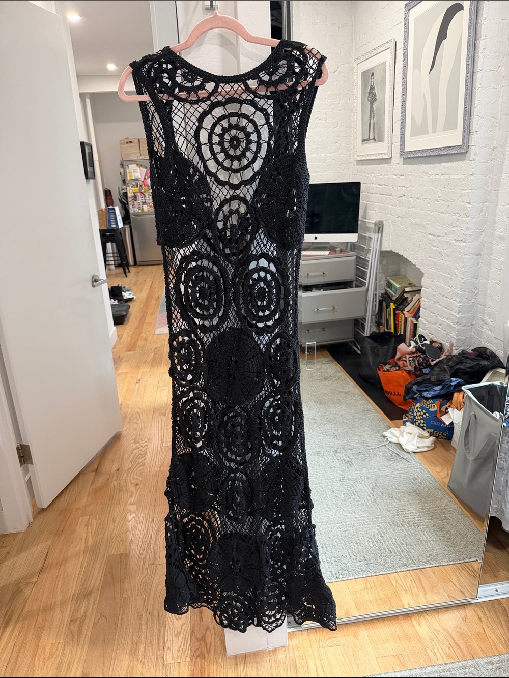 Topshop Black Crochet Maxi Dress